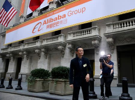 Alibaba Group Holding Ltd founder Jack Ma arrives at the New York Stock Exchange for his company's initial public offering (IPO) under the ticker "BABA" in New York September 19, 2014. REUTERS/Brendan McDermid