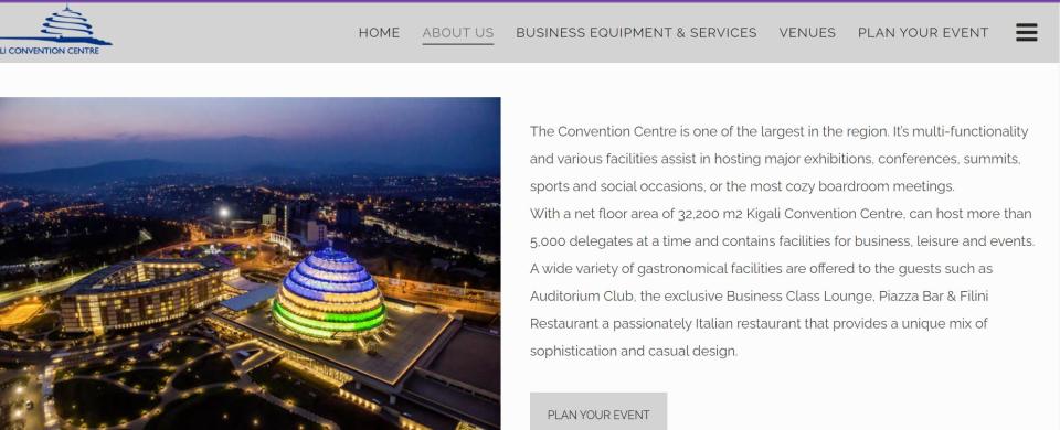 <span>A screenshot of Kigali Convention Centre from the facility’s website, taken on May 3, 2024 </span>