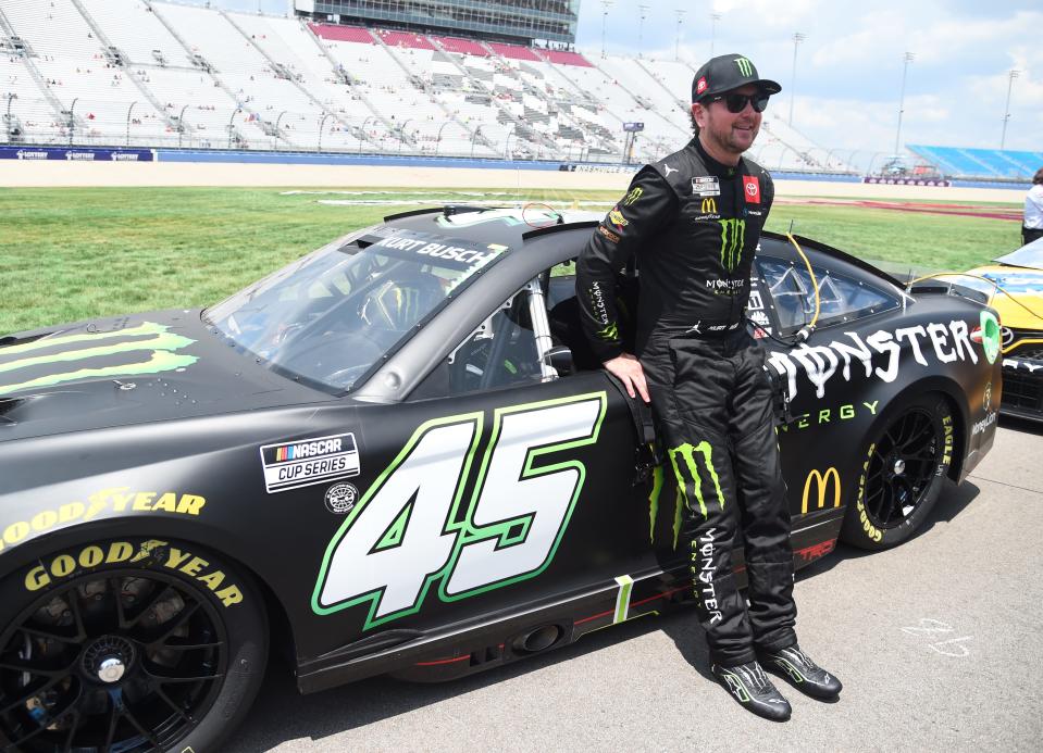 Kurt Busch stands at his car at Nashville Superspeedway on June 25, 2022.