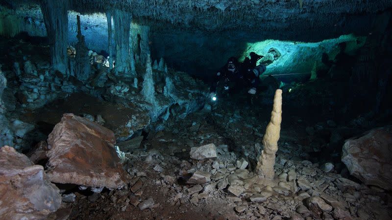 Ochre mine found in an underwater cave in Mexico's Yucatan Peninsula