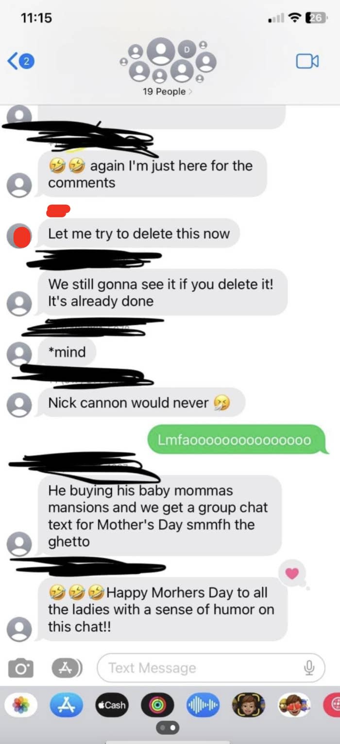 Group chat about Mother's Day