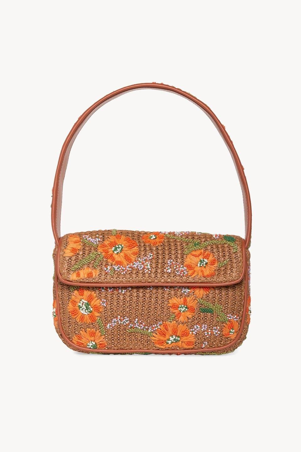 RAFFIA TOMMY BEADED BAG  CALIFORNIA POPPY TAN RAFFIA