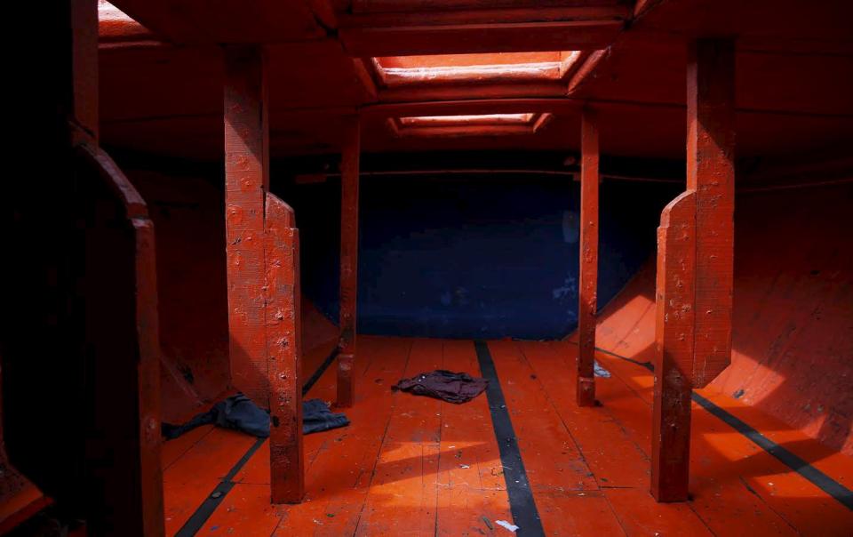 Interior del casco del barco.<br><br>Crédito: REUTERS/Olivia Harris