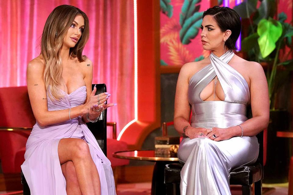 <p>Nicole Weingart/Bravo</p> Lala Kent (left) and Katie Maloney (right)