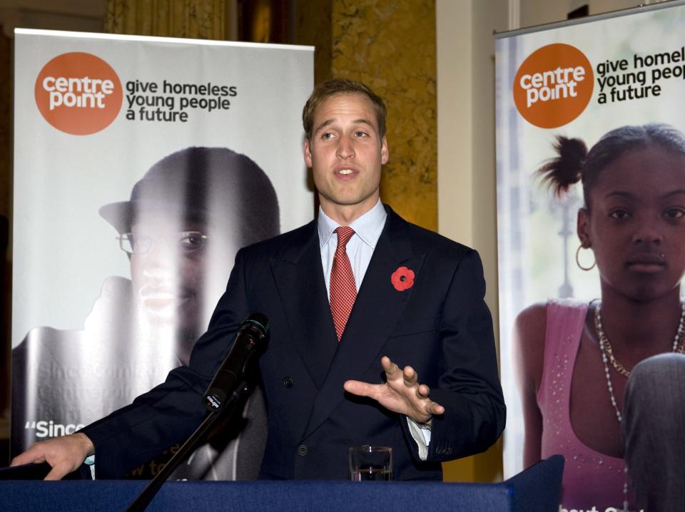 Prince William makes a speech during a reception to mark the launch of Centrepoint's 40th anniversary on November 6, 2008 in London, England.