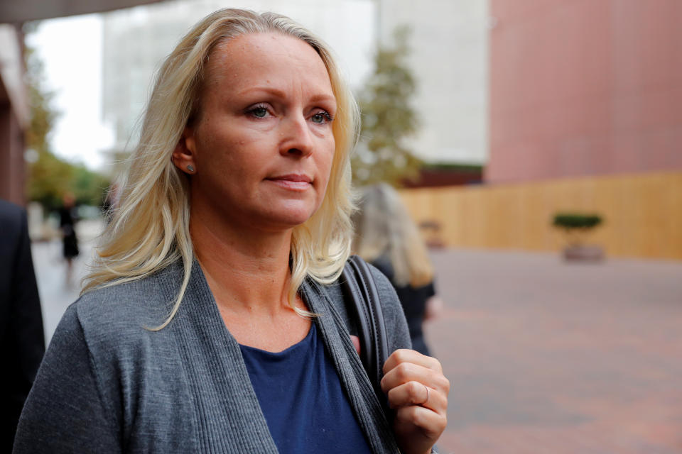 Margaret Hunter, wife of Rep. Duncan Hunter, R-Calif., leaves federal court in San Diego on Sept. 24, 2018. (Photo: Mike Blake/Reuters)