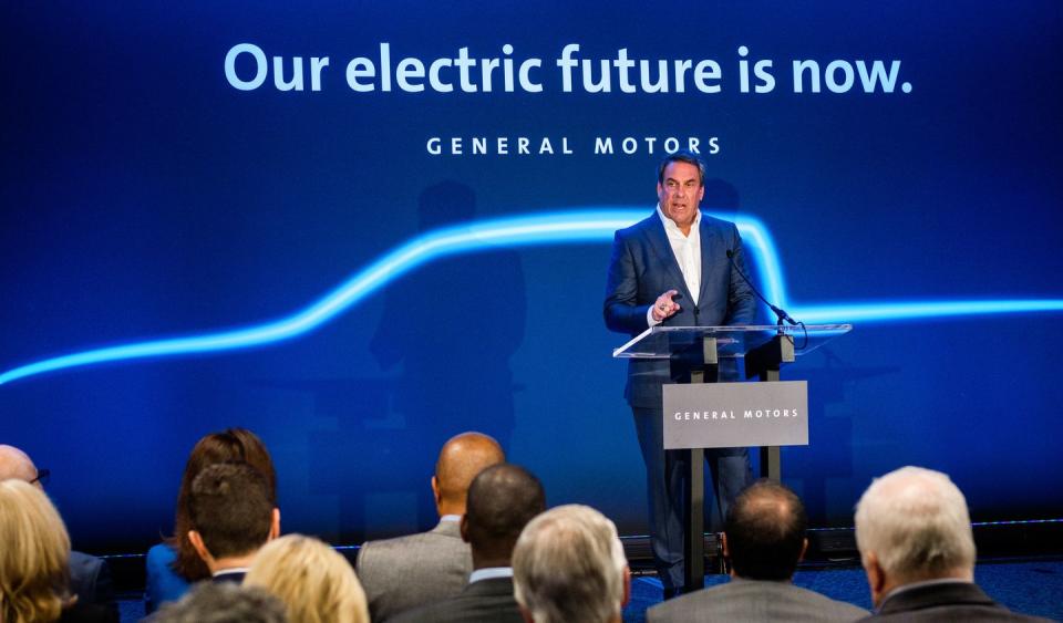 general motors president mark reuss announces in january 2020 a 22 billion investment at its detroit hamtramck mi assembly plant to produce a variety of all electric trucks and suvs