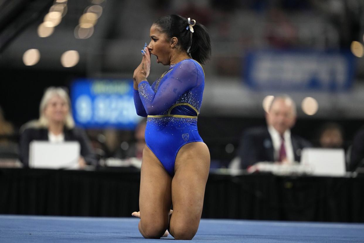 Jordan Chiles wins two titles, but UCLA fails to reach NCAA