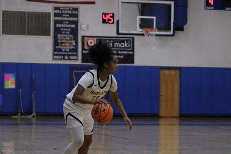 Then-freshman Tatyana Campise-Pinkney in regional quarterfinal last season against Park Vista.