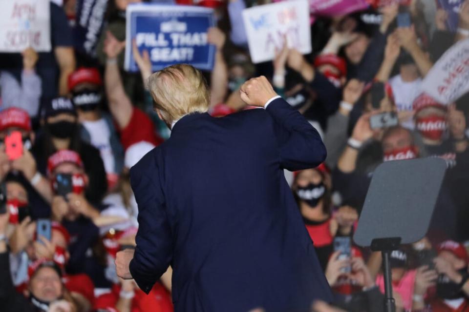 President Donald Trump speaks at a rally at Harrisburg International Airport on September 26, 2020 in Middletown, Pennsylvania. (Photo by Spencer Platt/Getty Images)