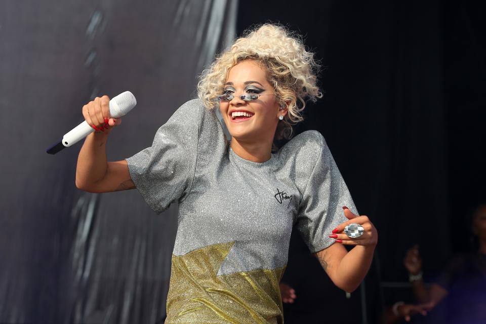 CHELMSFORD, ENGLAND - AUGUST 18:  (EDITORIAL USE ONLY) Singer Rita Ora performs live on stage during day two of RiZE Festival at Hylands Park on August 18, 2018 in Chelmsford, England.  (Photo by Simone Joyner/Getty Images)