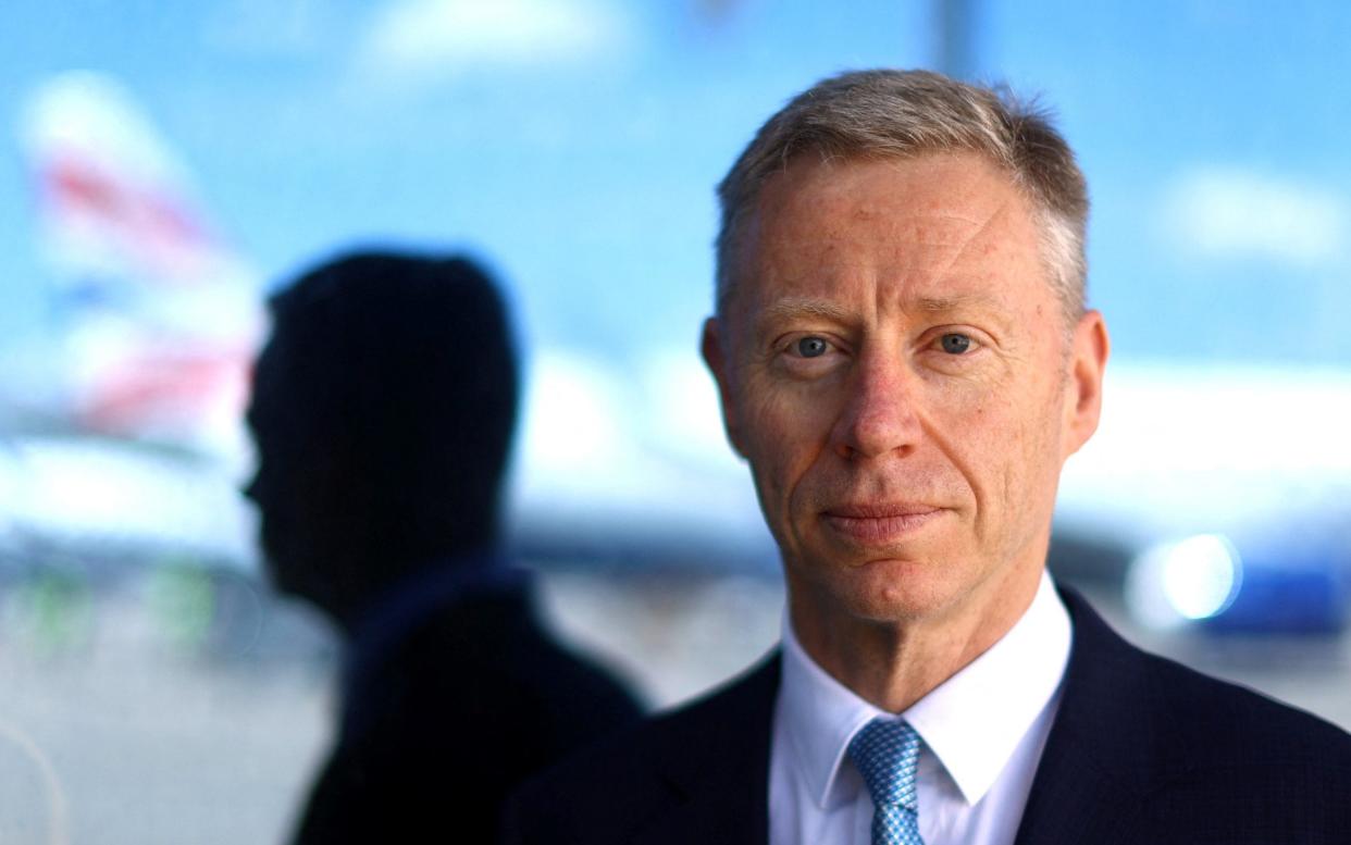 London City Airport CEO Robert Sinclair, poses for a photograph near to the runway of the airport in London, Britain, May 17, 2022. Picture taken May 17, 2022. REUTERS/Hannah McKay - HANNAH MCKAY/REUTERS