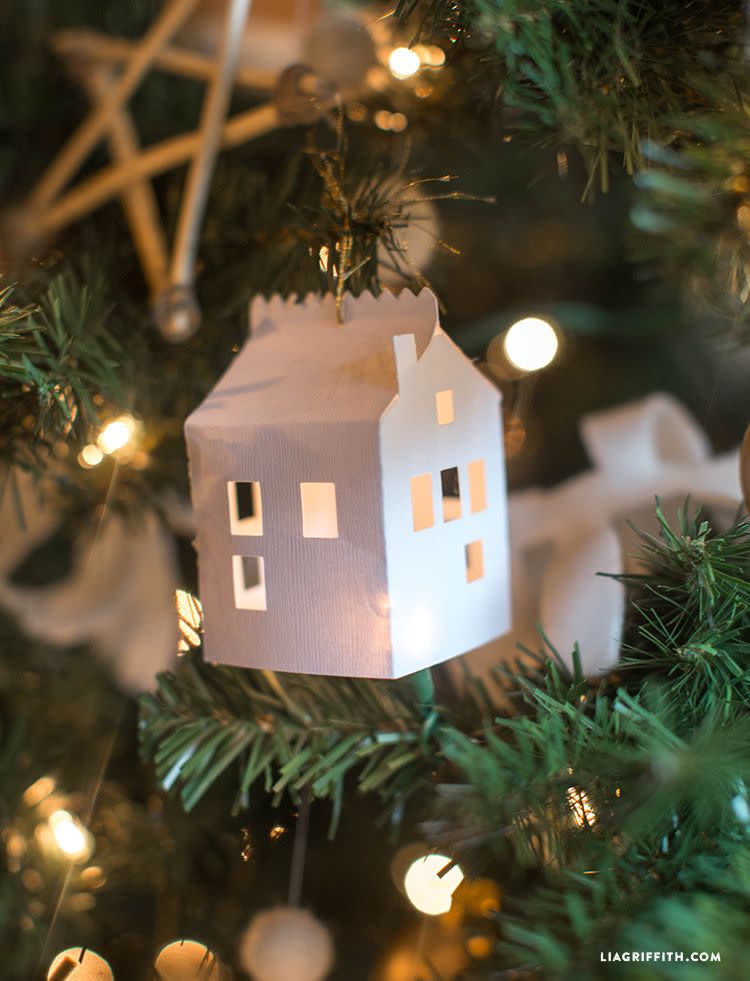 14) DIY Paper House Christmas Ornament