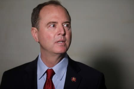 House Intelligence Committee Chairman Schiff speaks to reporters after U.S. Ambassador to European Union Sondland failed to show on Capitol Hill in Washington