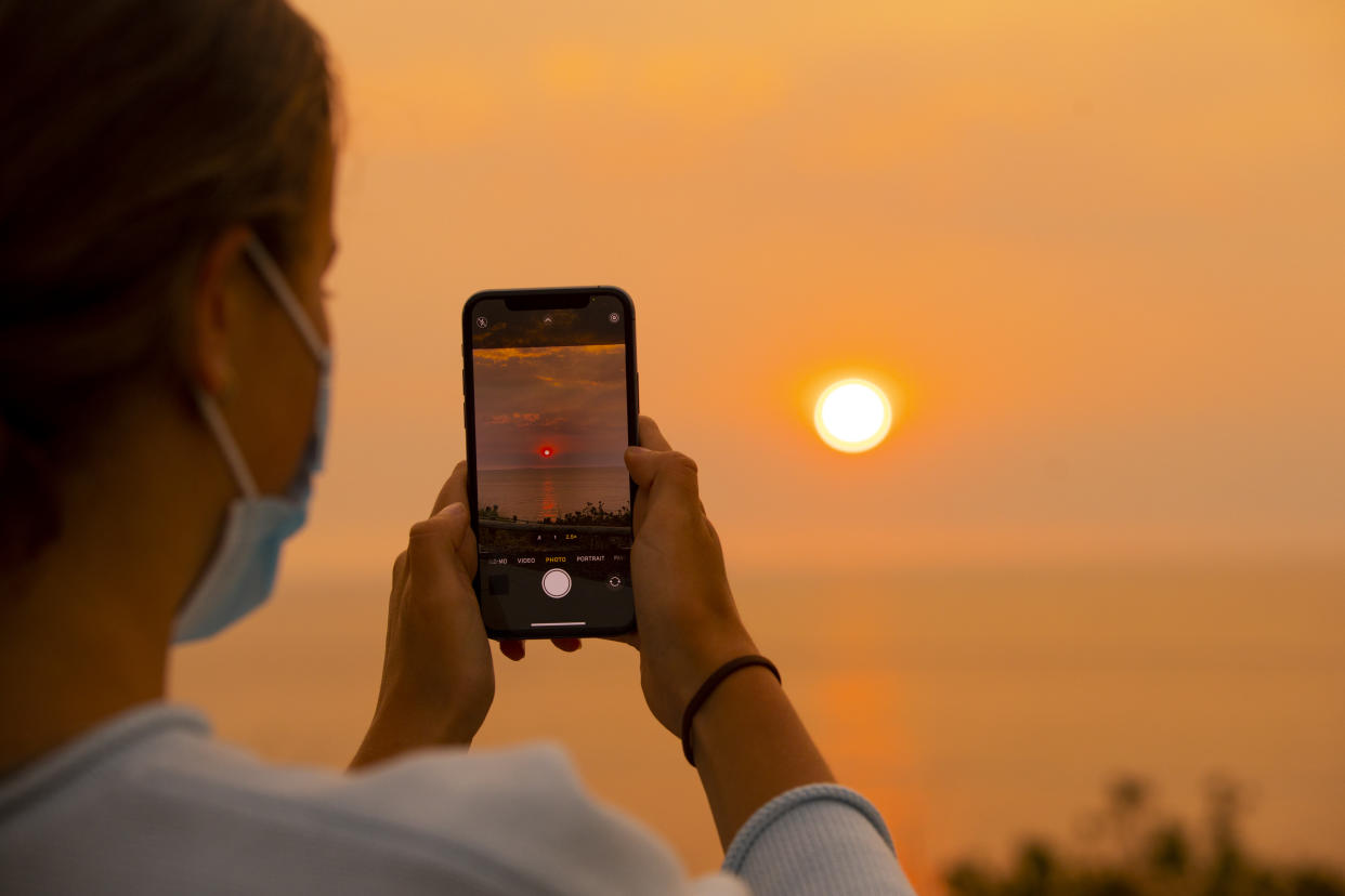 The sun sets with smoky haze on Feb. 2, 2021, in Perth, Australia. 