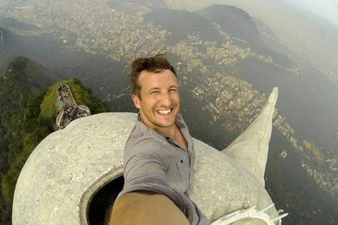 This Christ the Redeemer selfie isn't one for those with a fear of heights (Lee Thompson)