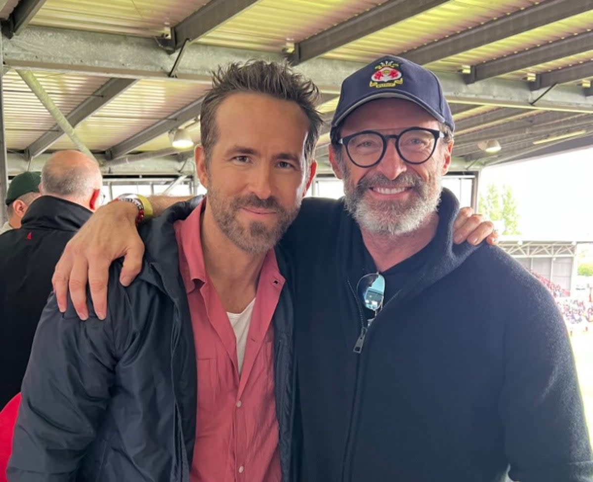 Hugh Jackman Joins Ryan Reynolds And Rob Mcelhenney As They Cheer On Wrexham 