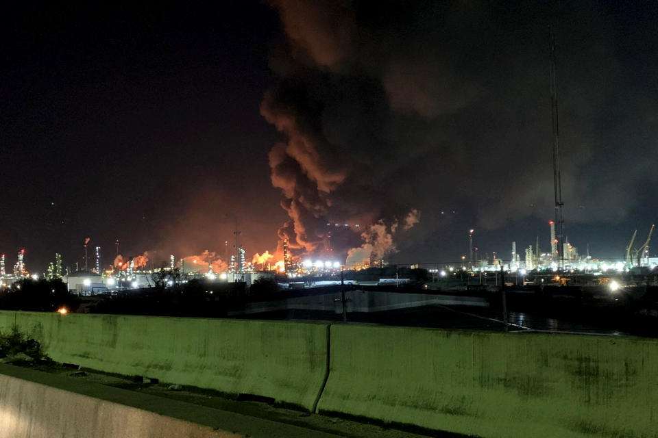 Image: Fire at ExxonMobil Baytown Complex, in Texas (Molly FitzPatrick / Reuters)