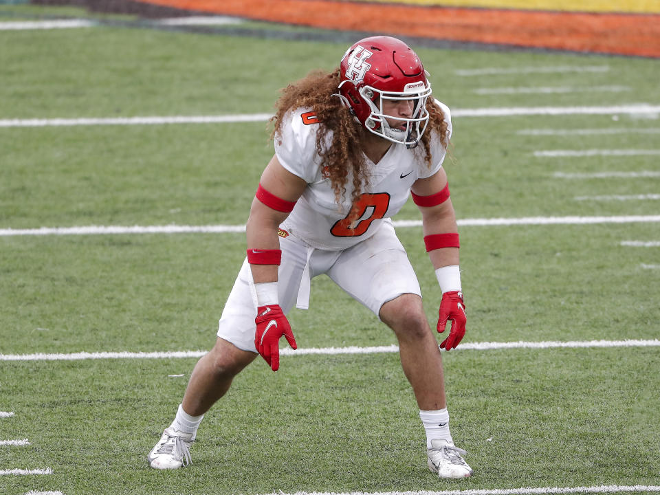 Houston inebacker Grant Stuard, shown here at the Senior Bowl, was the final pick of the draft. (Photo by Don Juan Moore/Getty Images)