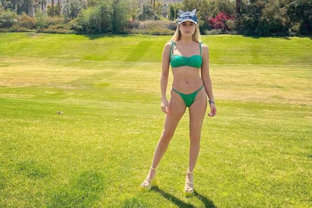 Emma Roberts Turns Up the Heat in Colorful Thong Bikini and Wedges for  Desert Photo Shoot