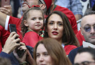 <p>Cassie Sumner Fonte, wife of Jose Fonte of Portugal and their daughter Luna Fonte </p>