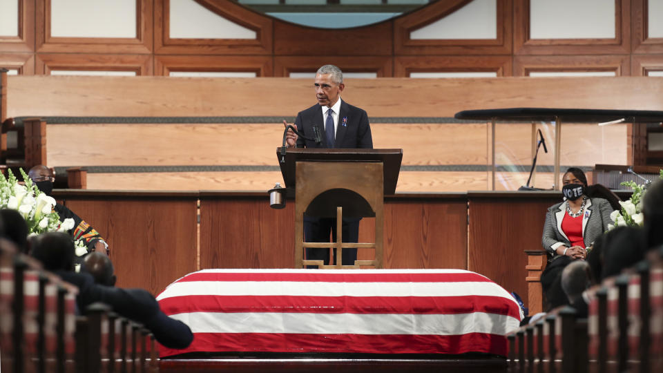 Former President Barack Obama called the filibuster a &ldquo;Jim Crow relic&rdquo; in his eulogy at the funeral service for the late Rep. John Lewis at Ebenezer Baptist Church on July 30, 2020, in Atlanta. (Photo: Alyssa Pointer-Pool/Getty Images)