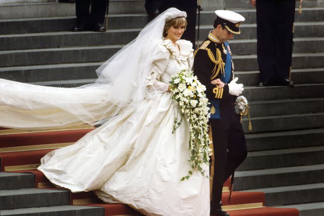 <p>Shutterstock</p> Prince Charles and Princess Diana at their wedding on July 29, 1981