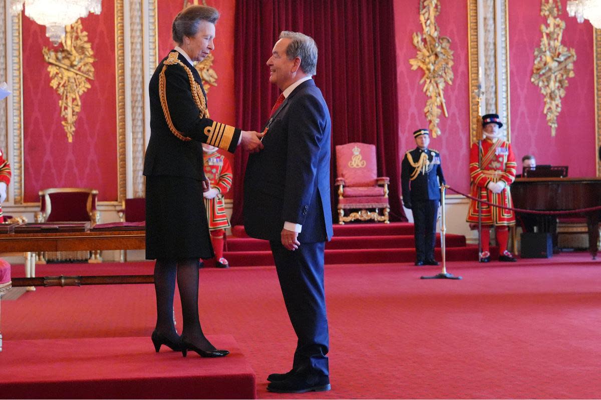 Robert Stelling (Jeff Stelling), lately Broadcaster, Sky Sports, is made a Member of the Order of the British Empire by the Princess Royal at Buckingham Palace. <i>(Image: PA)</i>