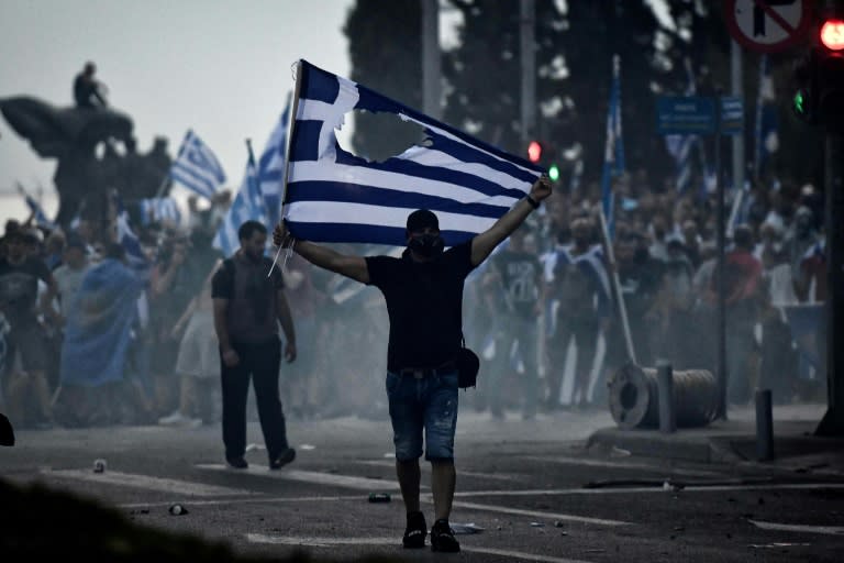 Protesters clashed with police on Friday during a demonstration against the agreement reached by Greece and Macedonia to resolve a dispute over the former Yugoslav republic's name