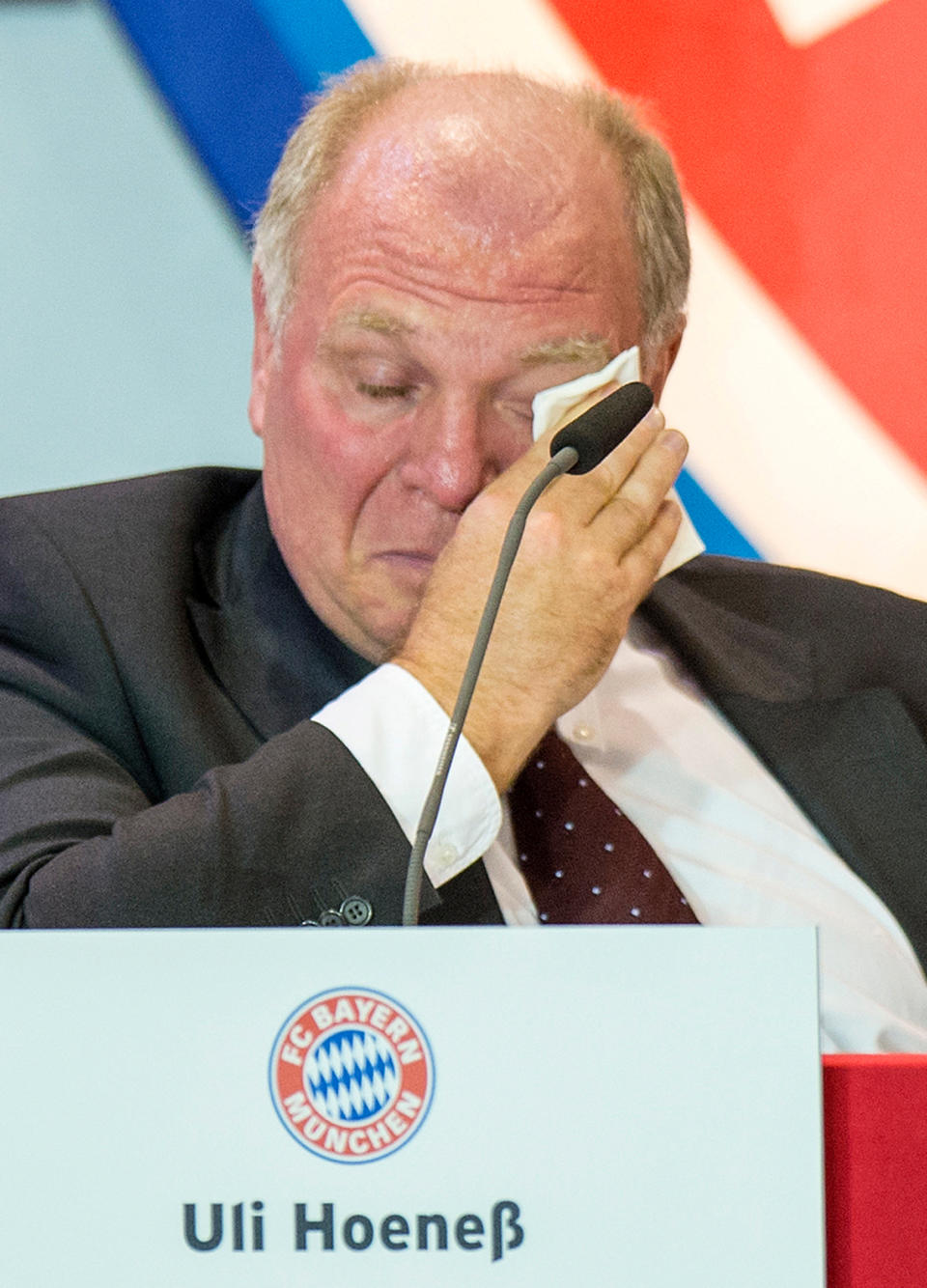 FILE - In this Nov. 13, 2013 file picture the president of German Bundesliga soccer club Bayern Munich Uli Hoeness attends the annual meeting of the club in Munich, Germany . Bayern Munich president Uli Hoeness goes on trial Monday March 10, 2014 on tax evasion charges that could land the German footballing legend in prison. Bavarian prosecutors filed charges against Hoeness last year after he reported himself to authorities over a previously undeclared Swiss bank account. Munich daily Sueddeutsche Zeitung, citing the still-secret indictment, reported last month that prosecutors believe Hoeness dodged up to 3.5 million euros (US $4.9 million) in tax. (AP Photo/dpa,Marc Mueller,File)