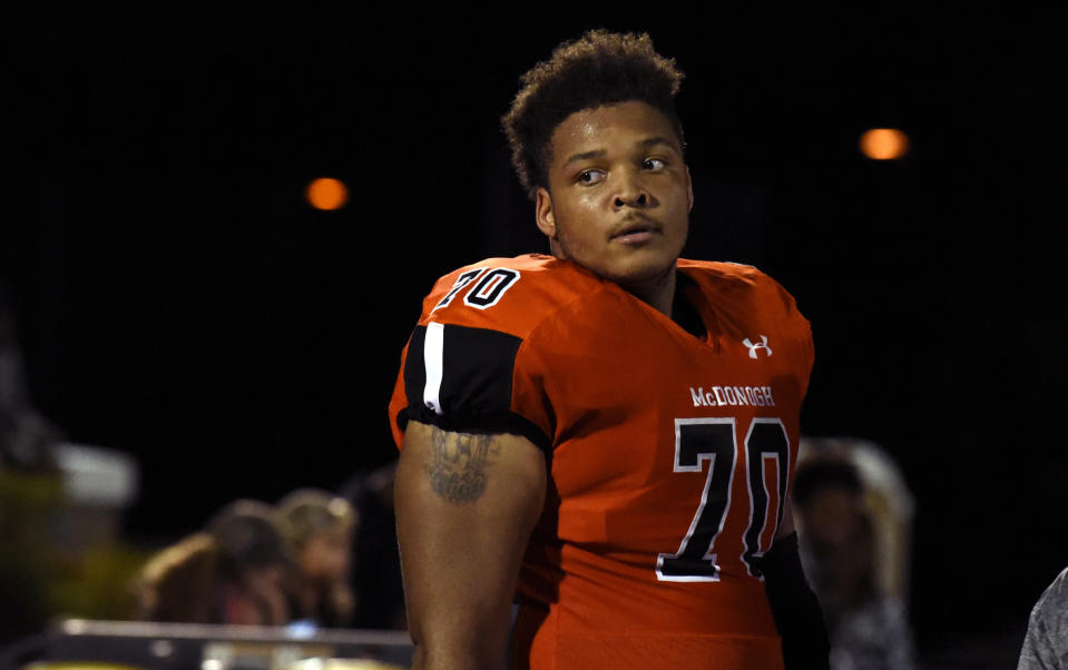Jordan McNair died in June after he suffered heatstroke following a conditioning workout. (Barbara Haddock Taylor/The Baltimore Sun via AP, File)/The Baltimore Sun via AP)