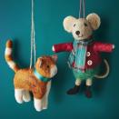 <p>This cat and mouse felt Christmas tree decoration is equally adorable.</p>