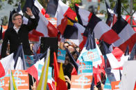 Jean-Luc Melenchon of the French far left Parti de Gauche and candidate for the 2017 French presidential election, attends a political rally in Toulouse, Southwestern France, April 16, 2017. REUTERS/Regis Duvignau