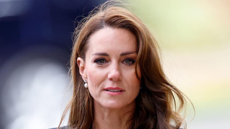 Catherine, Princess of Wales views floral tributes left at the entrance to Sandringham House