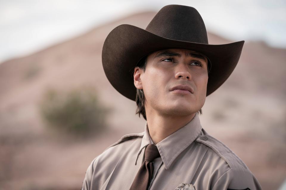 Kiowa Gordon, a descendent of the Hualapai Tribe, plays Navajo police officer Jim Chee in the AMC series "Dark Winds."