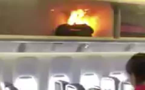 The fire on the aircraft - Credit: Weibo