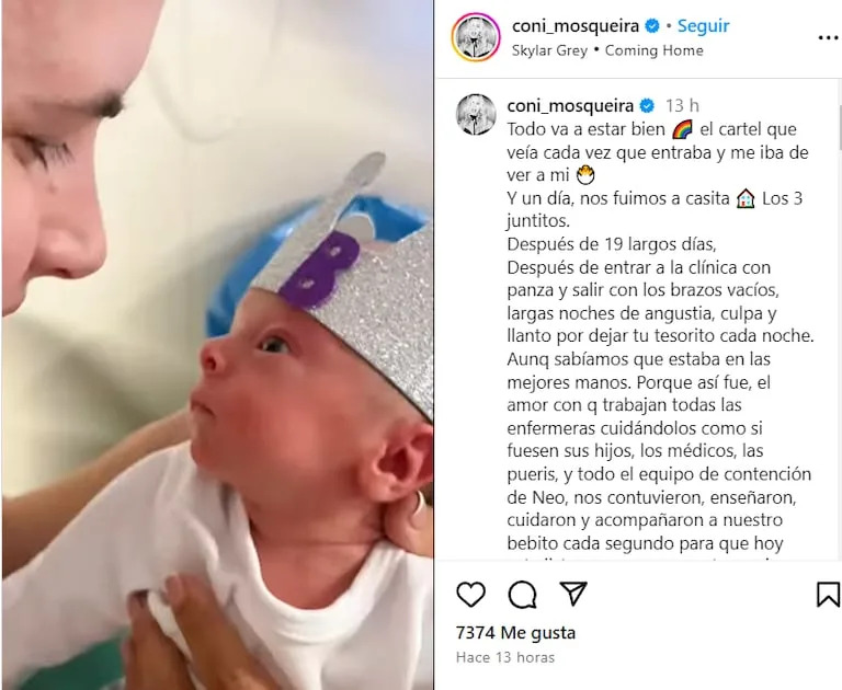 La emoción de la modelo al recibir el alta de su hijo Beltrán