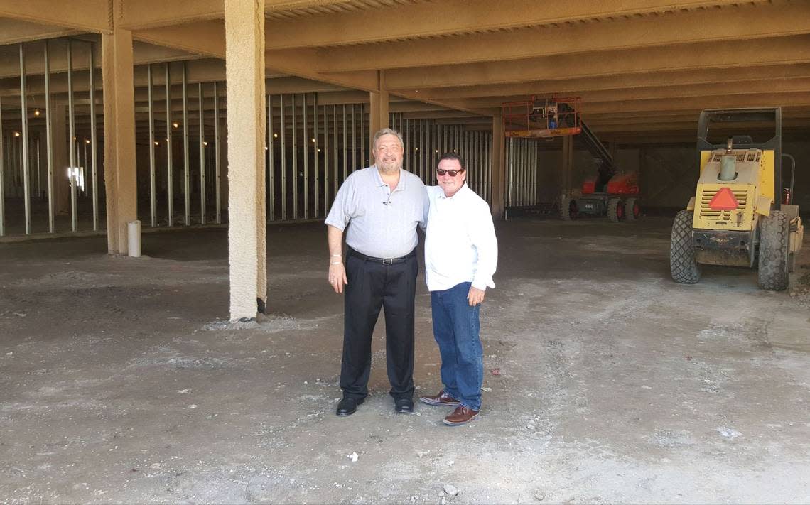 Co-owners Joe Delaney and Louis Terminello where Martini Bar Doral would be built on March 16, 2016.