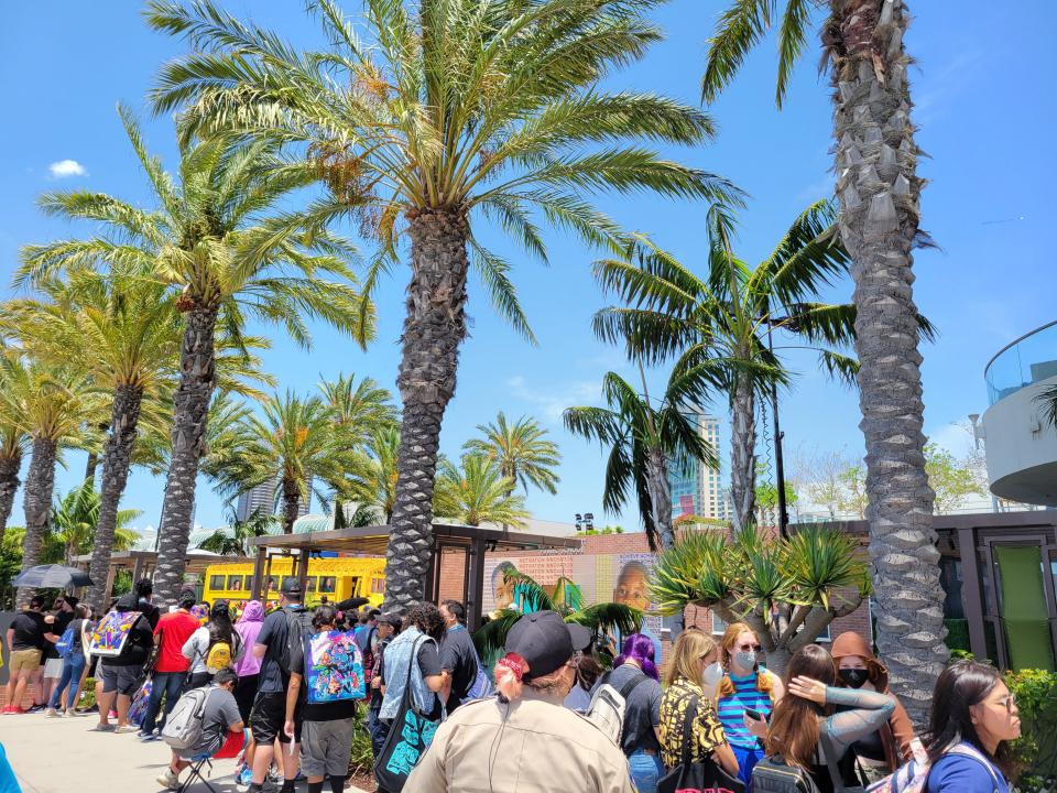 A long line of fans waiting to get into the "Abbott Elementary" activation at San Diego Comic-Con 2022.