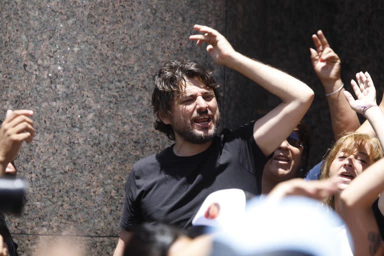 Grabois, durante una protesta que promete repetir