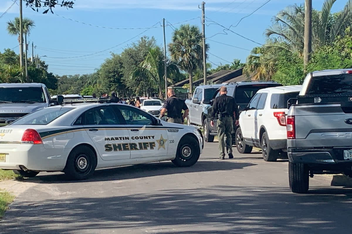 Police with the Martin County Sheriff's Office investigate a shooting in Indiantown, Fla., on Aug. 11, 2020. (Kamrel J. Eppinger/WPTV / via Twitter)