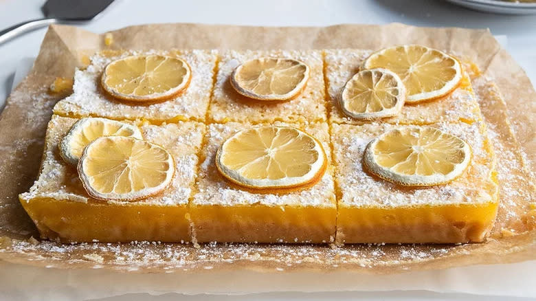 Lemon bars on counter