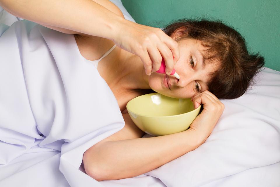 <h1 class="title">Woman flushing her nose.</h1><cite class="credit">Getty Images</cite>