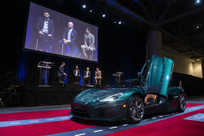 Luxury car dealer Grand Touring Automobiles unveiled its Rimac Nevera hypercar at a press event for the 2024 Canadian International Auto Show in Toronto.  (CNW Group/Grand Touring Automobiles)