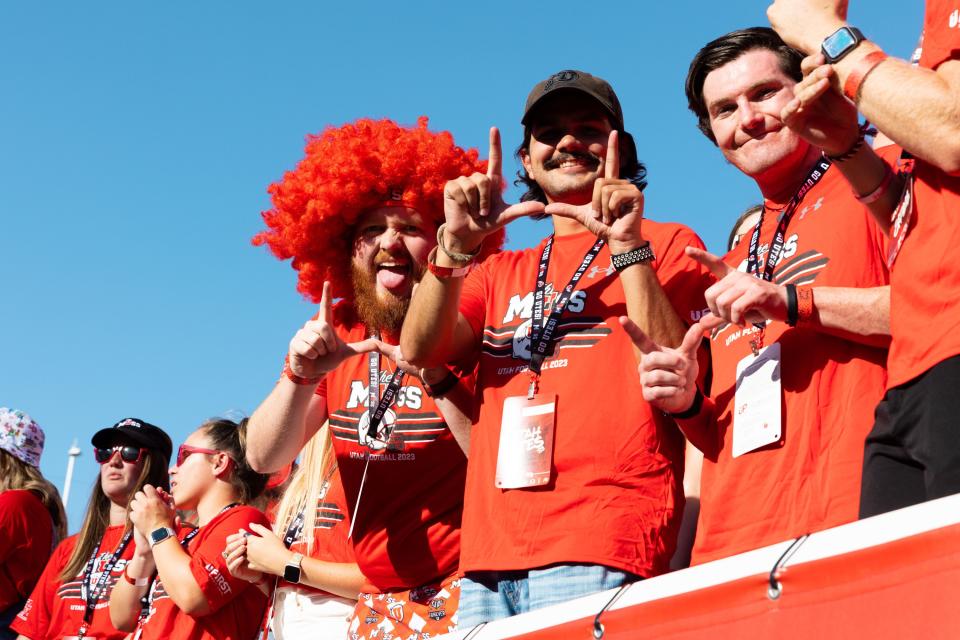 The Utah student section cheers during the season opener against Florida at Rice-Eccles Stadium in Salt Lake City on Thursday, Aug. 31, 2023. | Megan Nielsen, Deseret News