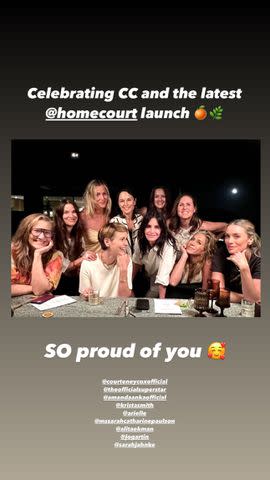 <p>Jennifer Aniston/Instagram</p> Jennifer Aniston shares photo with Courteney Cox and other stars at a celebration for the launch of her new products.