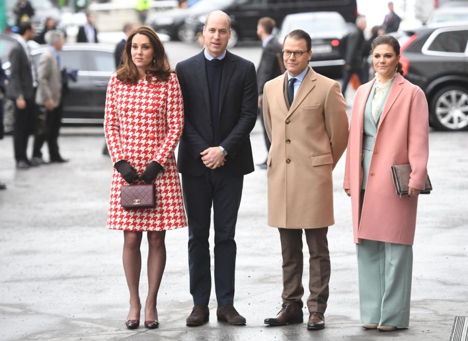 The Prince and Princess of Wales with Crown Princess Victoria and Prince Daniel of Sweden, photographed in 2018 (PA)