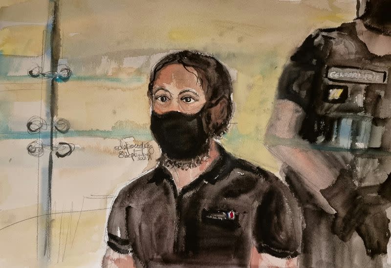 Sketches show Paris' November 2015 attacks suspect during trial at Paris courthouse