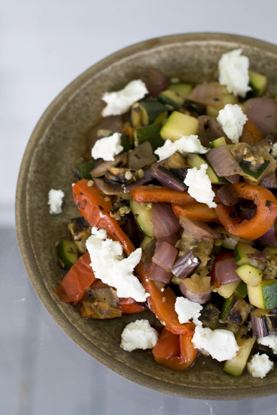 This July 29, 2013 photo shows grilled ratatouille salad in Concord, N.H. (AP Photo/Matthew Mead)