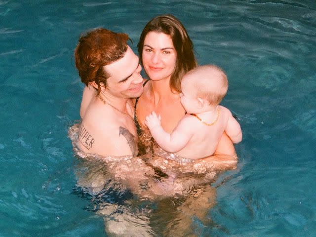 Clara Berry Instagram KJ Apa and Clara Berry pose in the pool with their son